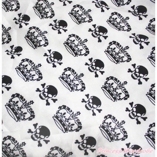 1 Yard Crown Skeleton Print Satin Fabrics HG126